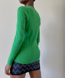 Tommy Hilfiger Green Cable Knit Sweater